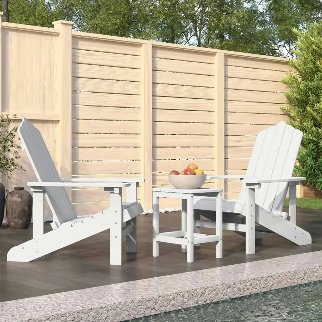 Garden Adirondack Chairs with Table HDPE White 3095704