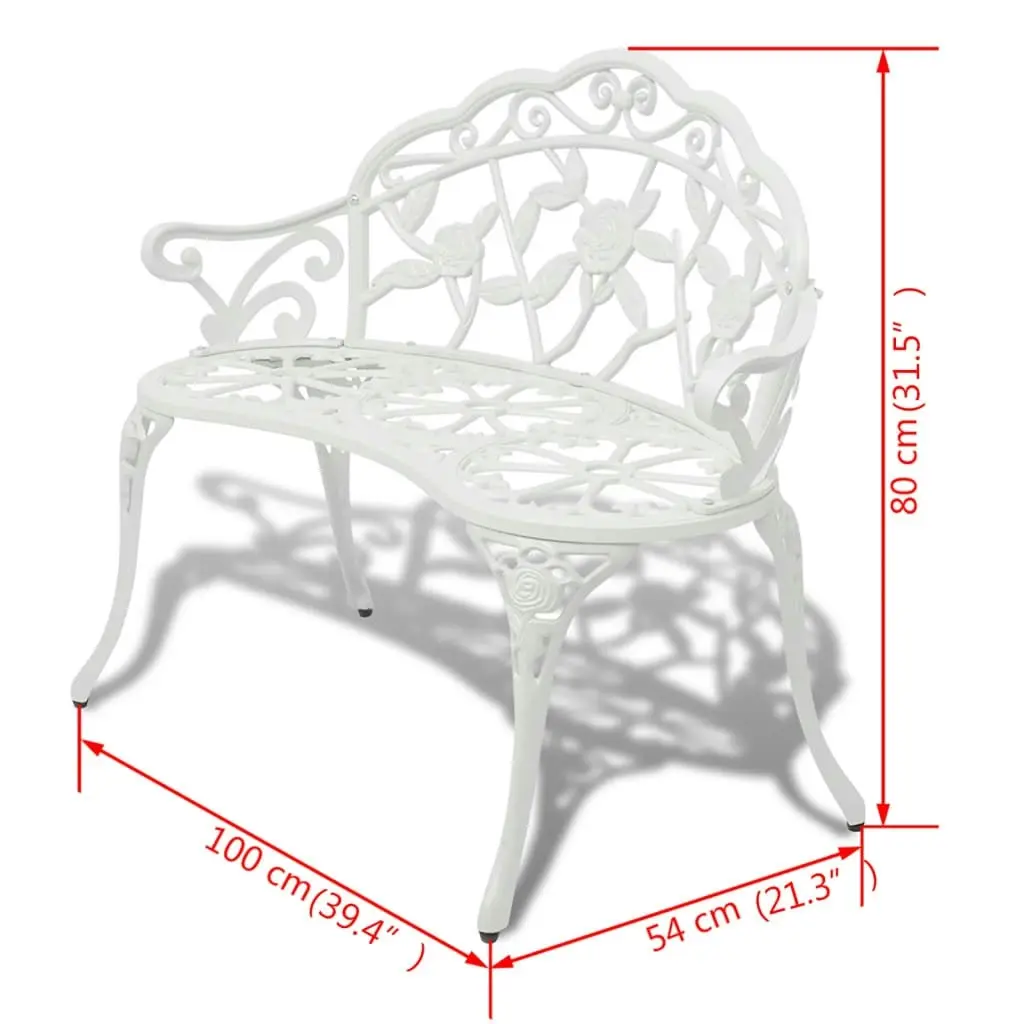 Garden Bench 100 cm Cast Aluminium White 42167