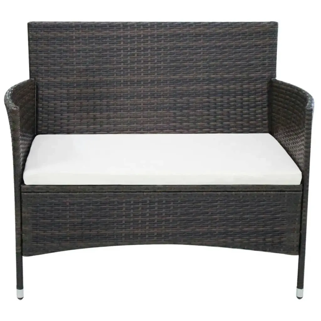 Garden Bench 106 cm Poly Rattan Brown 42581