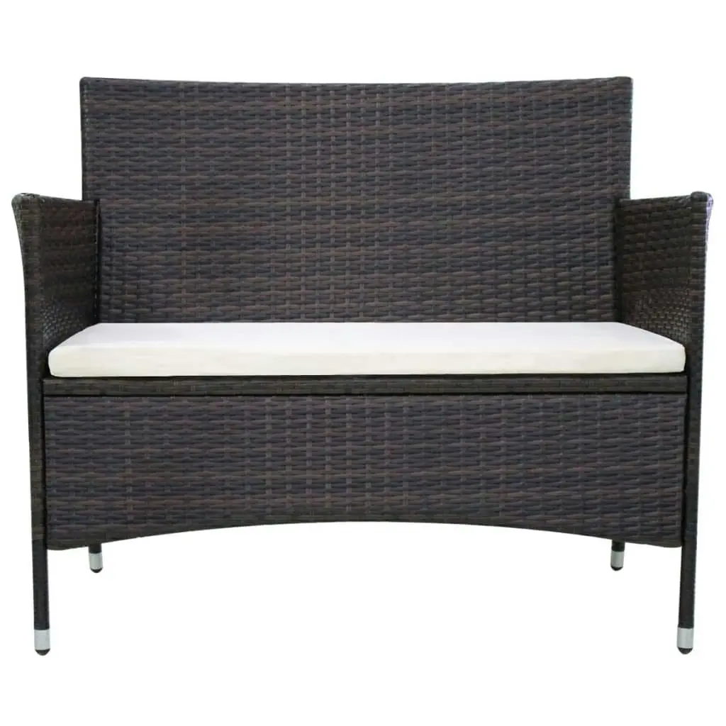 Garden Bench 106 cm Poly Rattan Brown 42581