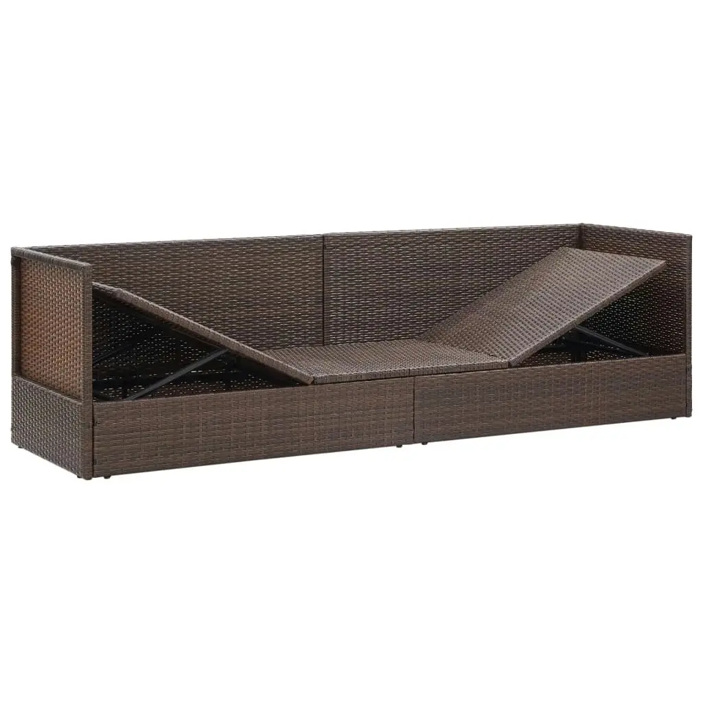 Garden Bed with Cushion & Pillows Poly Rattan Brown 49392