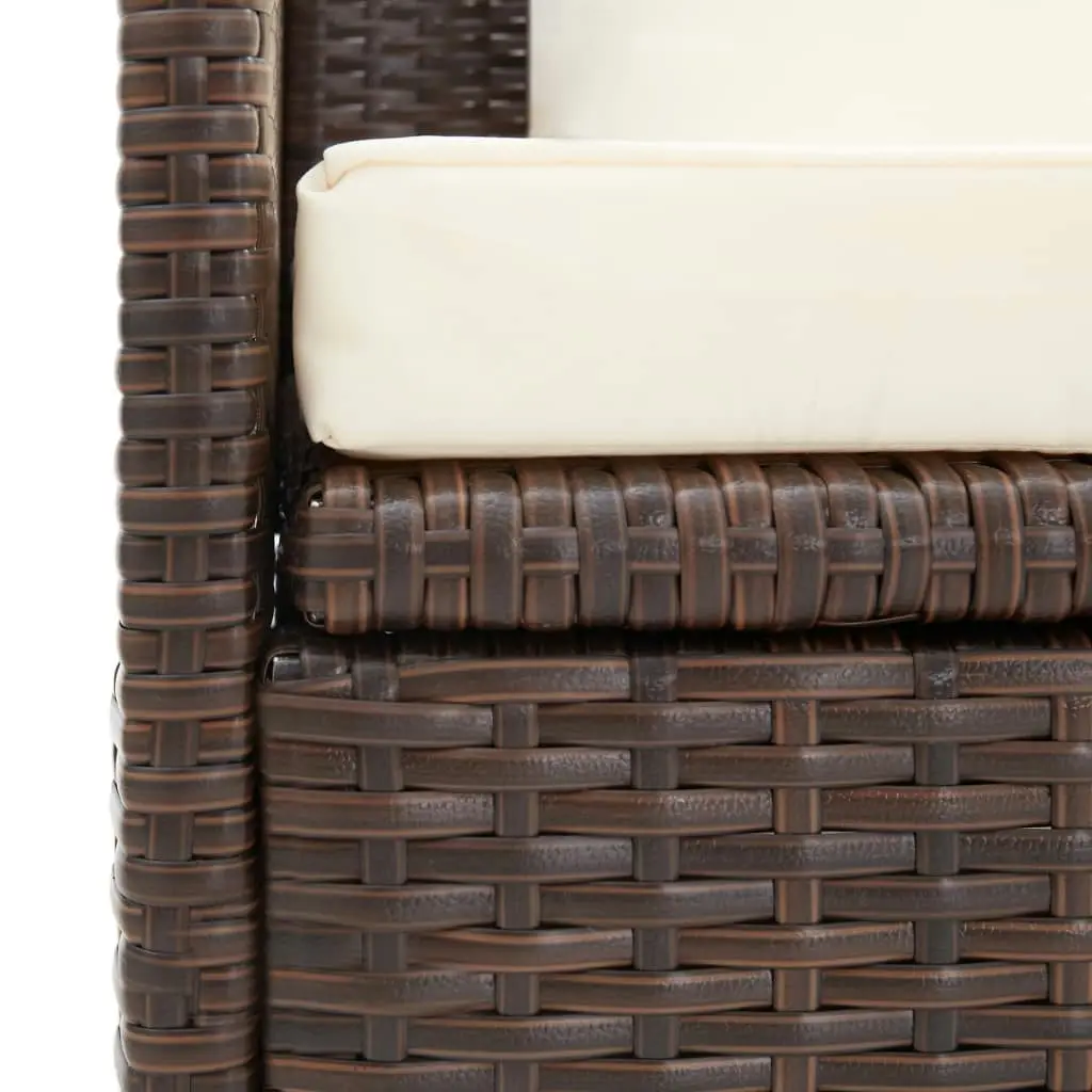 Garden Bed with Cushion & Pillows Poly Rattan Brown 49392