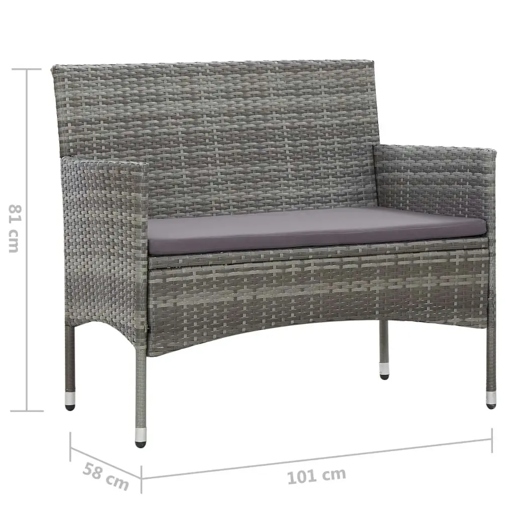 Garden Bench 105 cm Poly Rattan Grey 43958