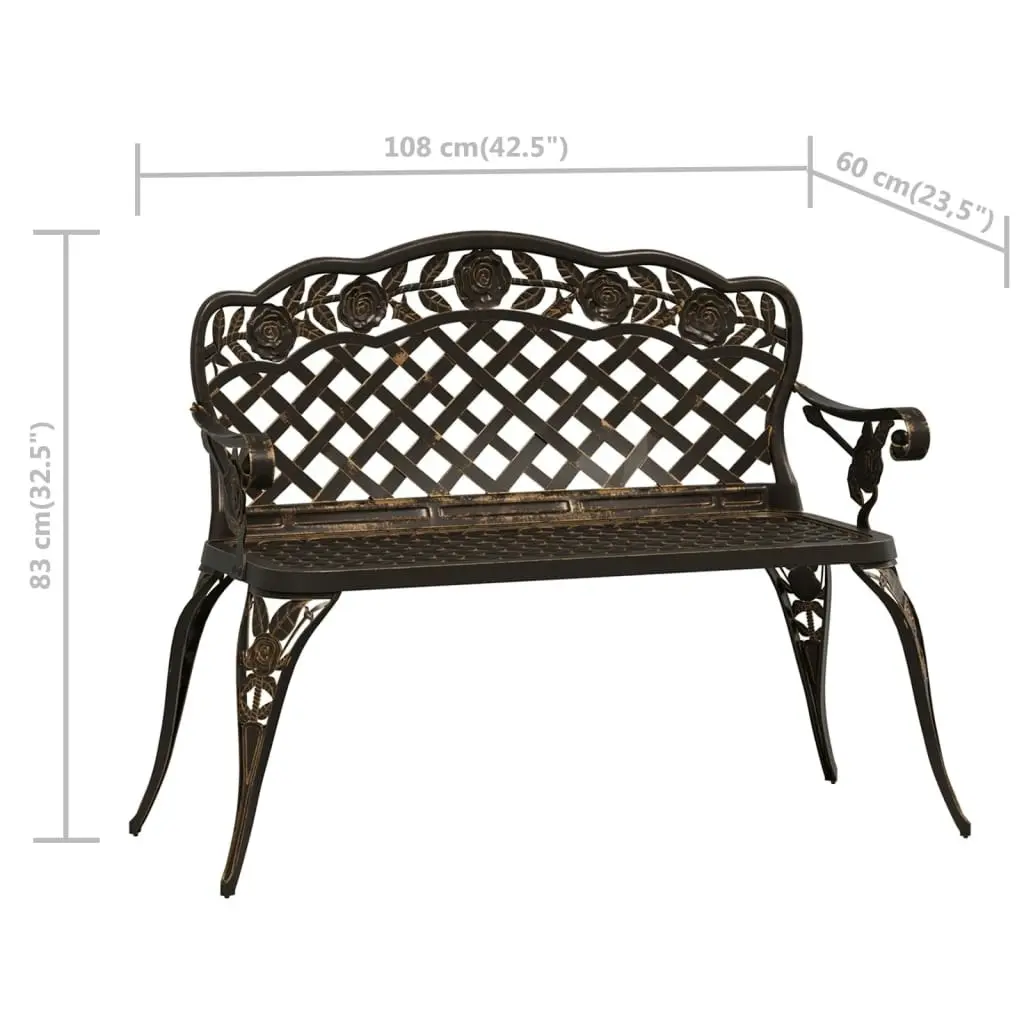 Garden Bench 108 cm Cast Aluminium Bronze 317743