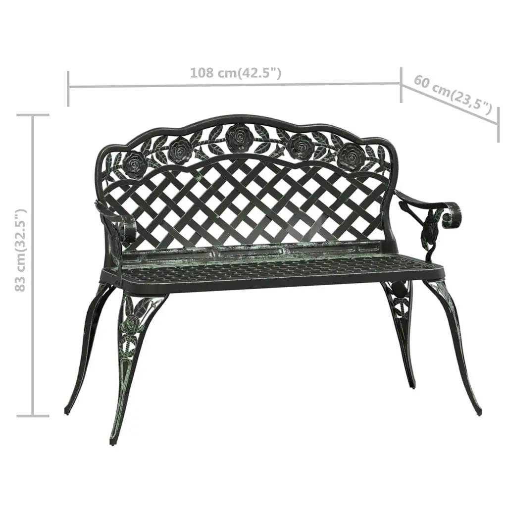 Garden Bench 108 cm Cast Aluminium Green 317741