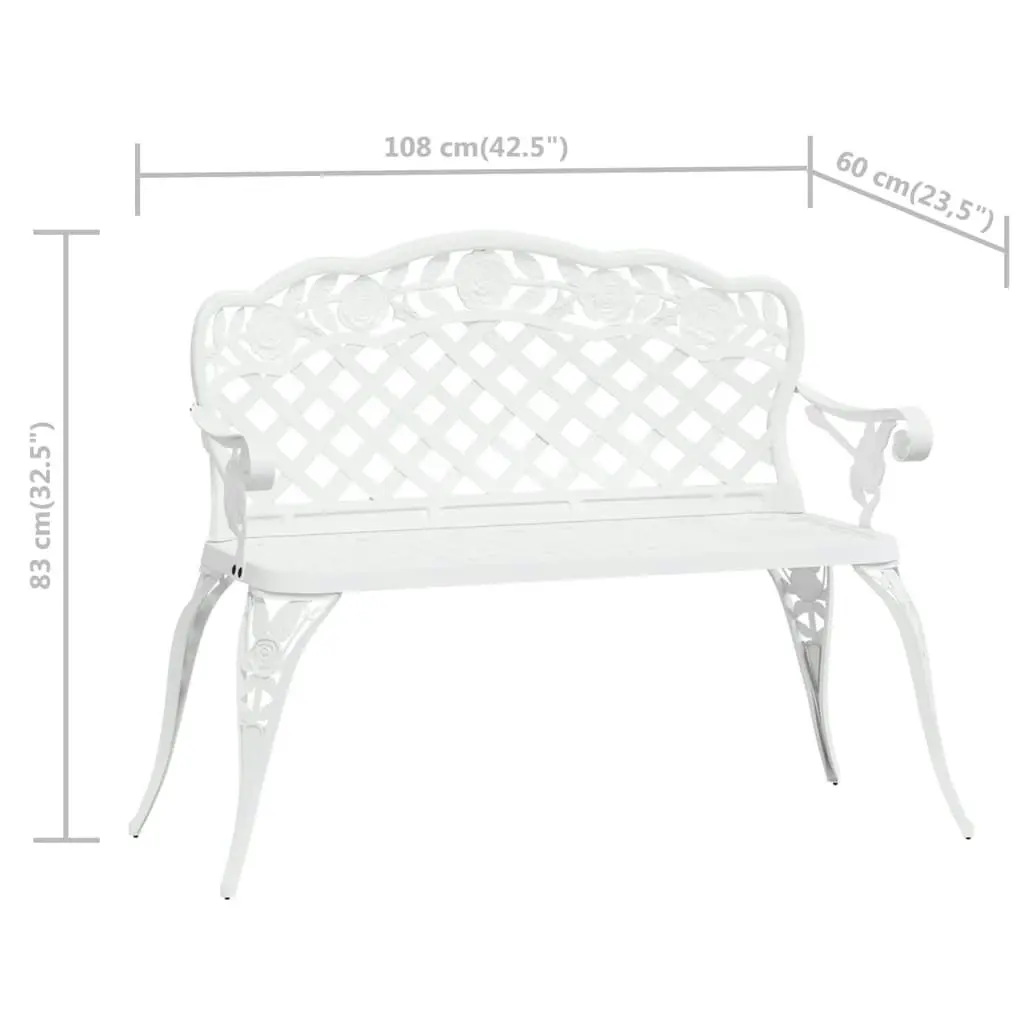 Garden Bench 108 cm Cast Aluminium White 317742