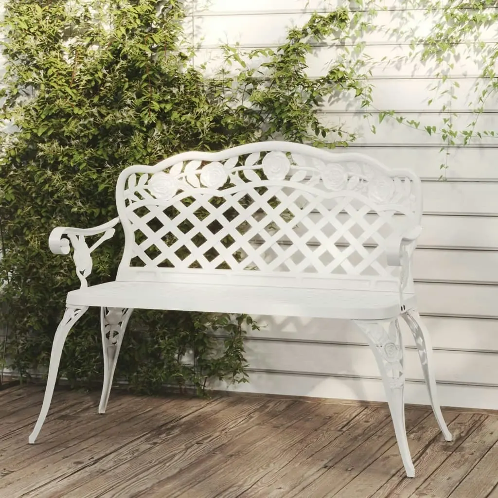 Garden Bench 108 cm Cast Aluminium White 317742