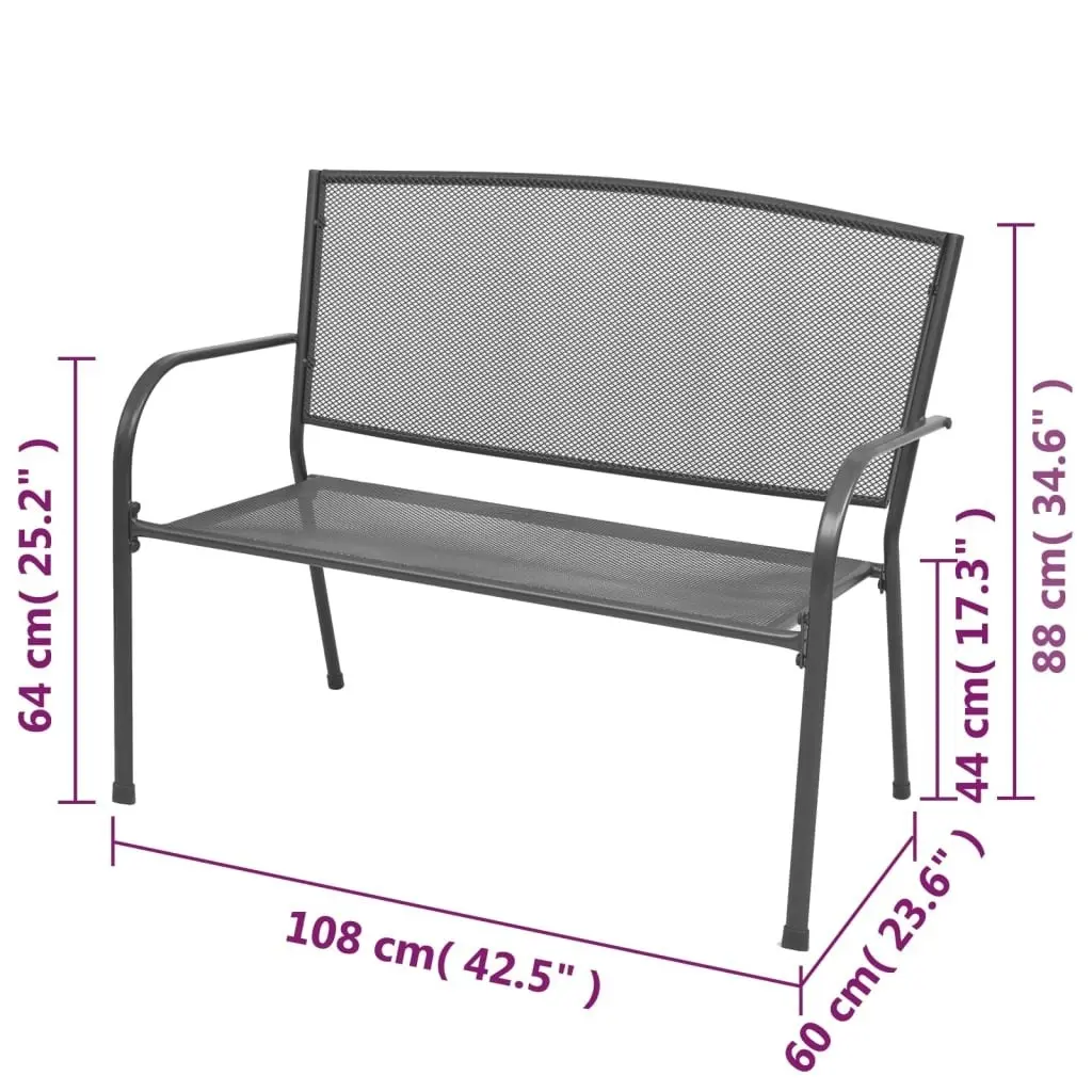 Garden Bench 108 cm Steel and Mesh Anthracite 42732