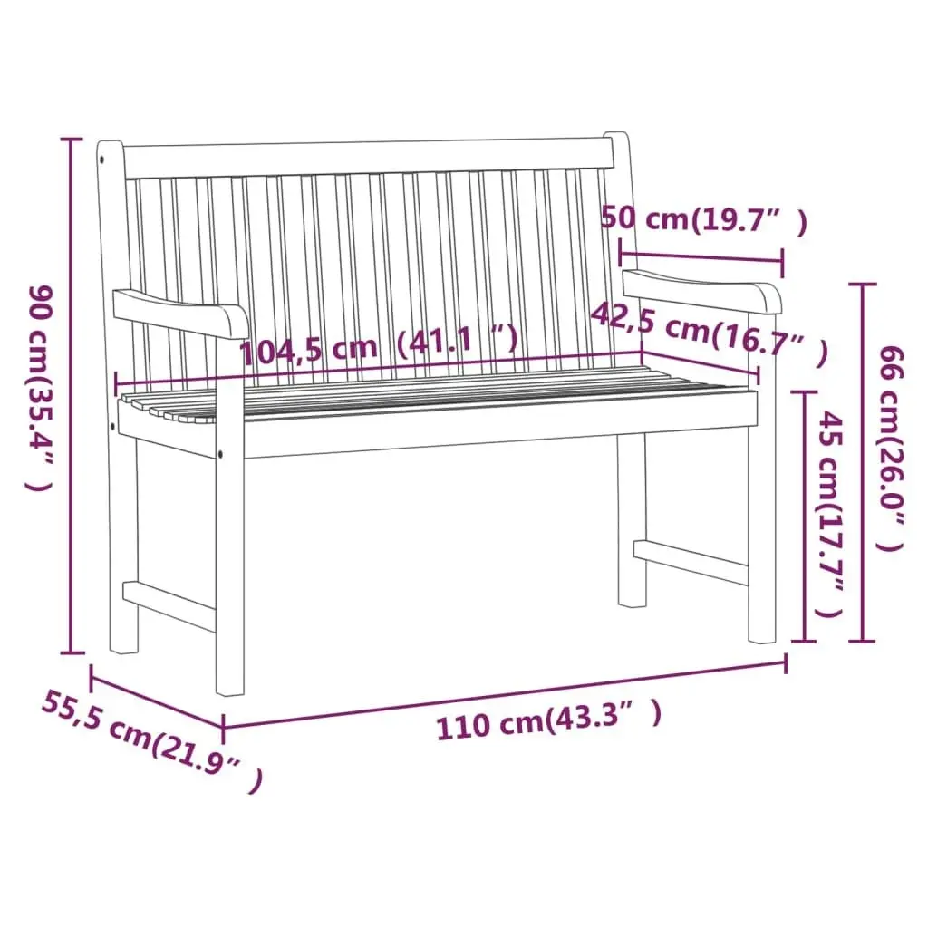 Garden Bench 110 cm Solid Acacia Wood 316610