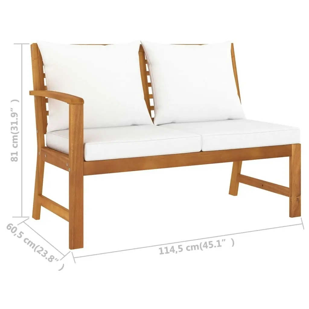 Garden Bench 114.5 cm with Cream Cushion Solid Acacia Wood 311836