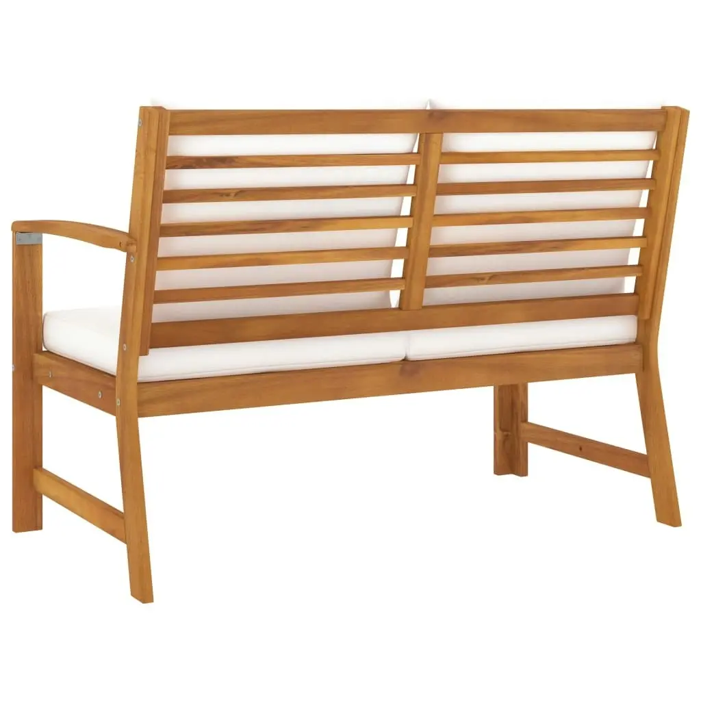 Garden Bench 114.5 cm with Cream Cushion Solid Acacia Wood 311838