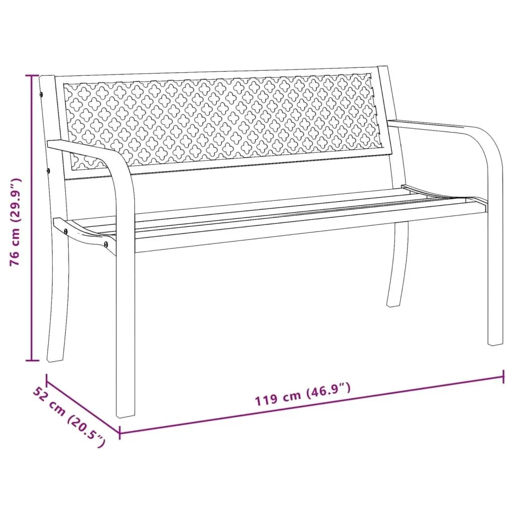 Garden Bench 119 cm Black Steel 4002828