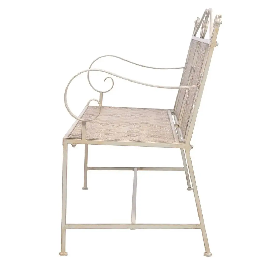 Garden Bench 115 cm Steel Vintage White 43148