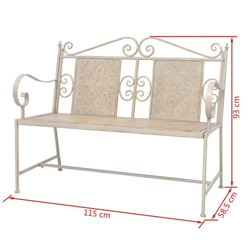 Garden Bench 115 cm Steel Vintage White 43148