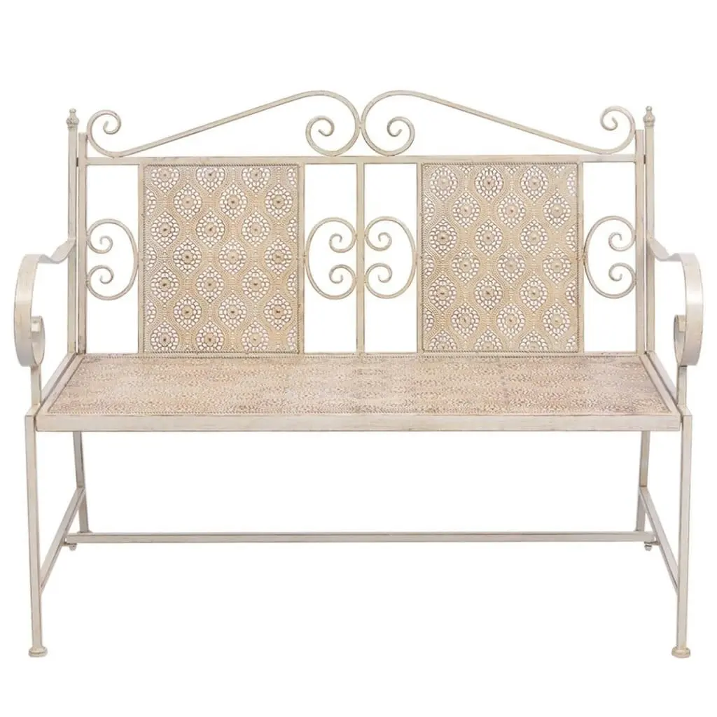 Garden Bench 115 cm Steel Vintage White 43148