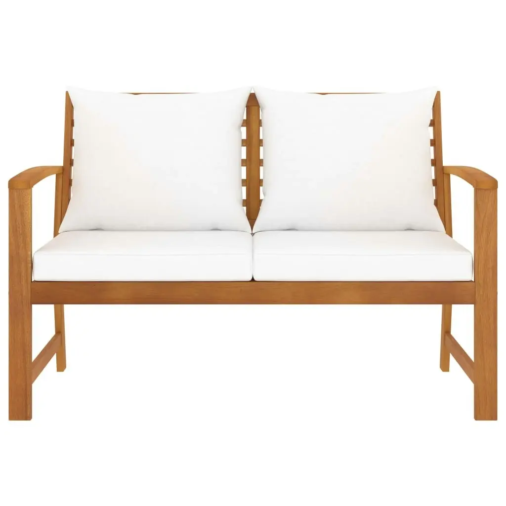 Garden Bench 120 cm with Cream Cushion Solid Acacia Wood 311829