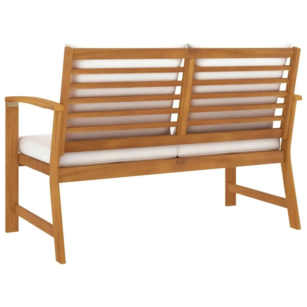 Garden Bench 120 cm with Cream Cushion Solid Acacia Wood 311829