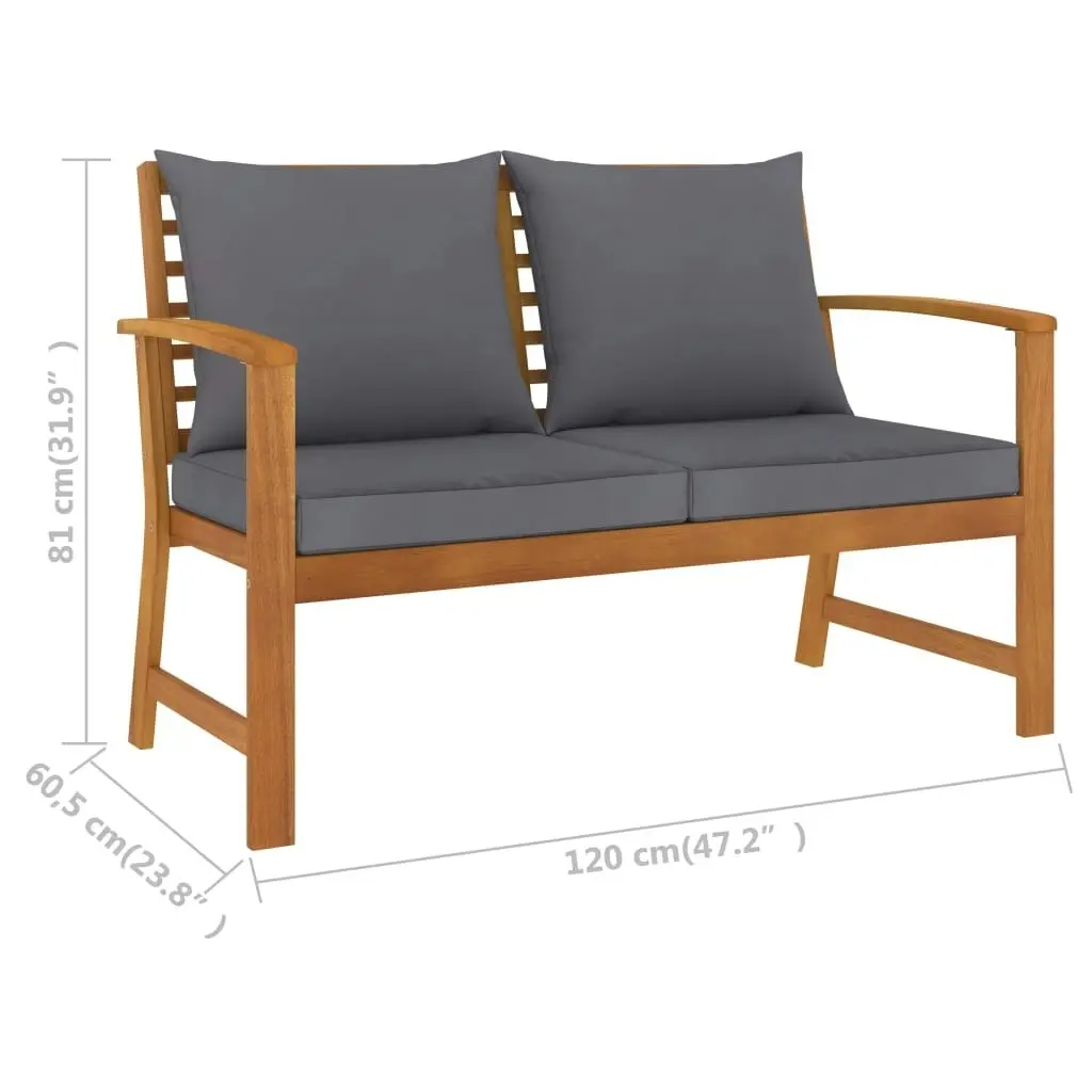 Garden Bench 120 cm with Dark Grey Cushion Solid Acacia Wood 311830