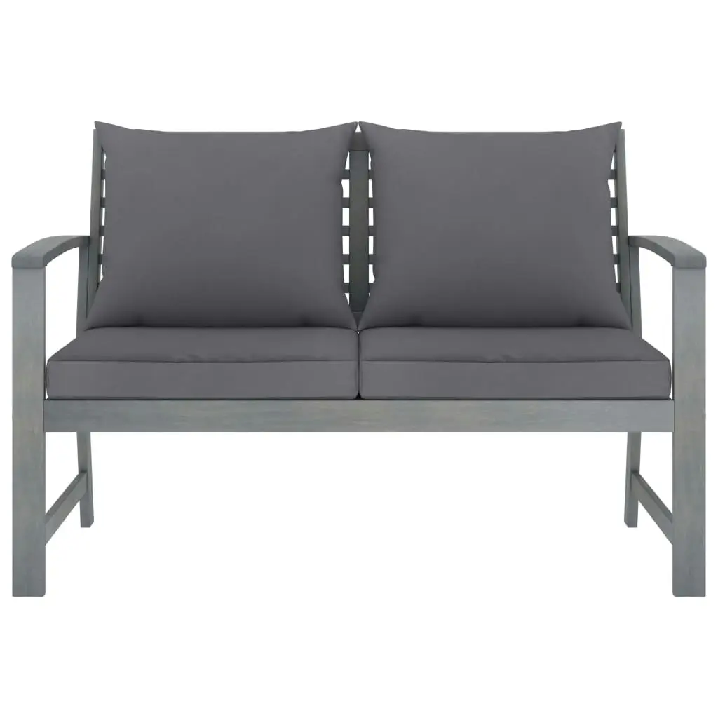 Garden Bench 120 cm with Dark Grey Cushion Solid Acacia Wood 311826