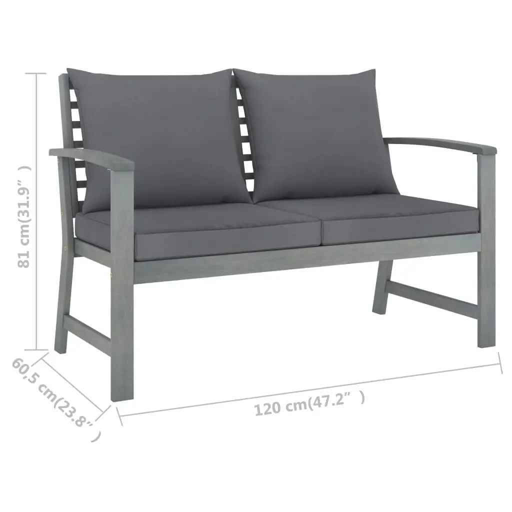 Garden Bench 120 cm with Dark Grey Cushion Solid Acacia Wood 311826