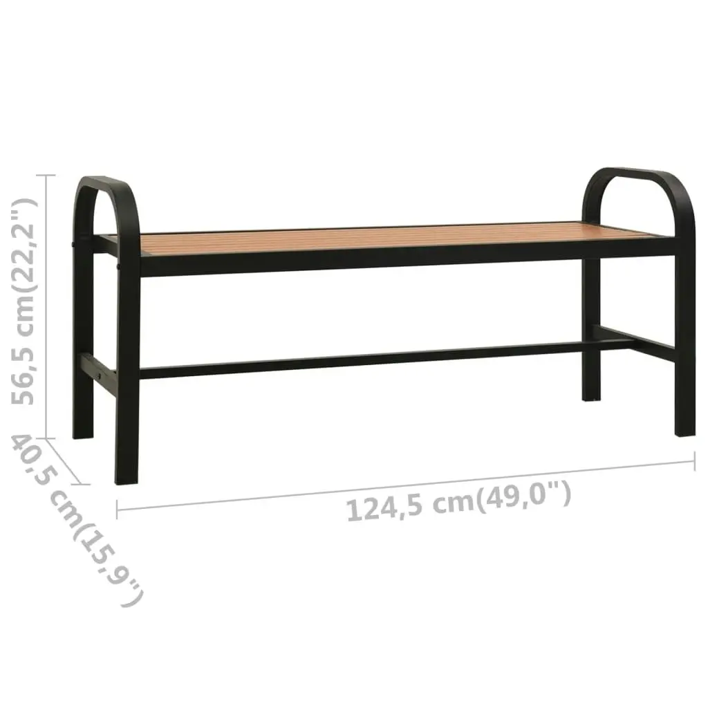 Garden Bench 124.5 cm Steel and WPC Brown and Black 317138