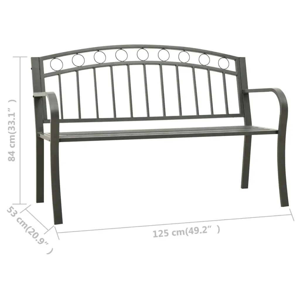 Garden Bench 125 cm Steel Grey 312042