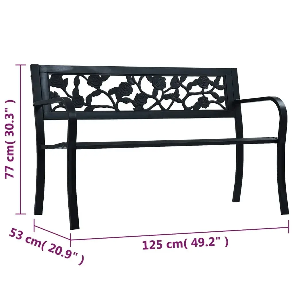 Garden Bench 125 cm Black Steel 47942