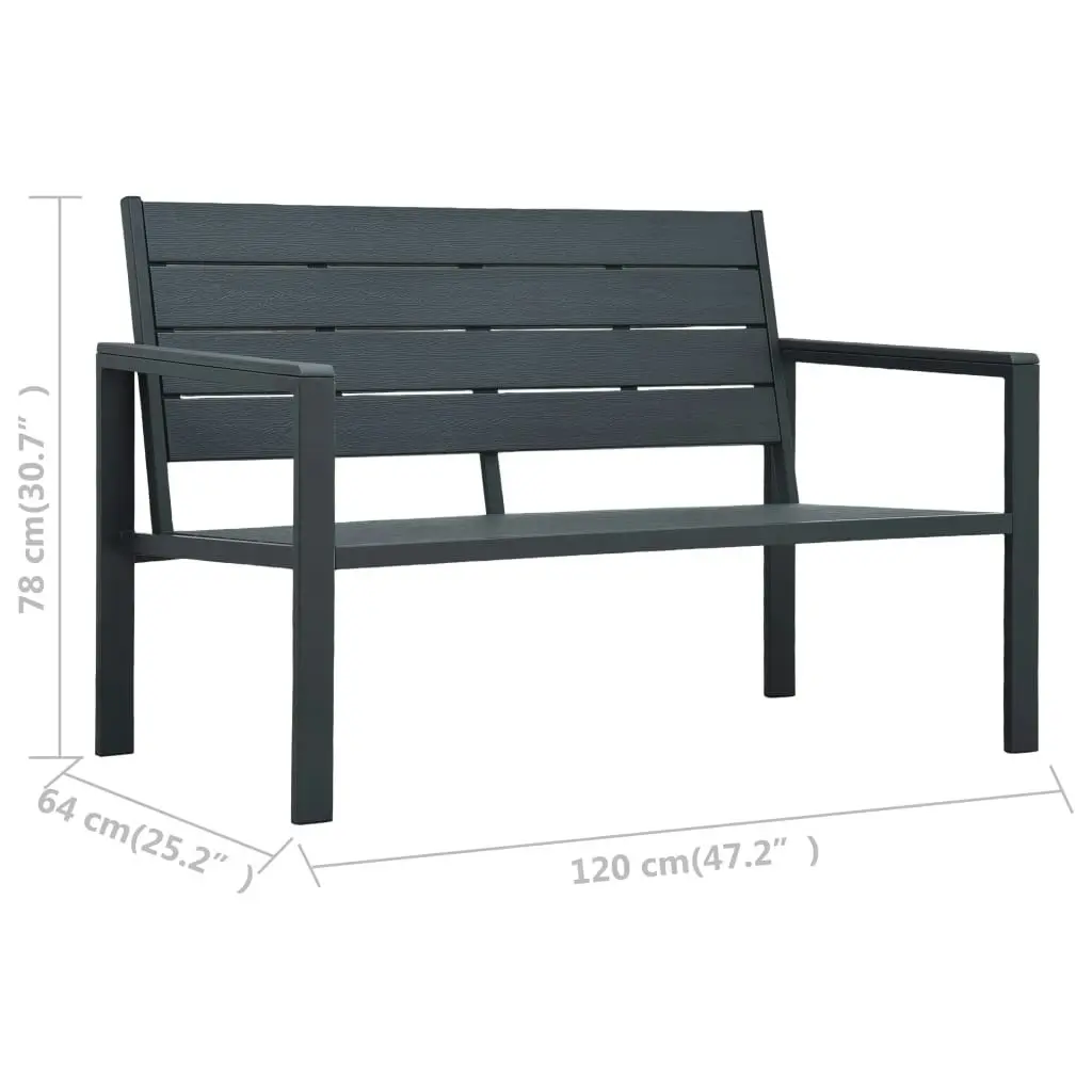 Garden Bench 120 cm HDPE Grey Wood Look 47874