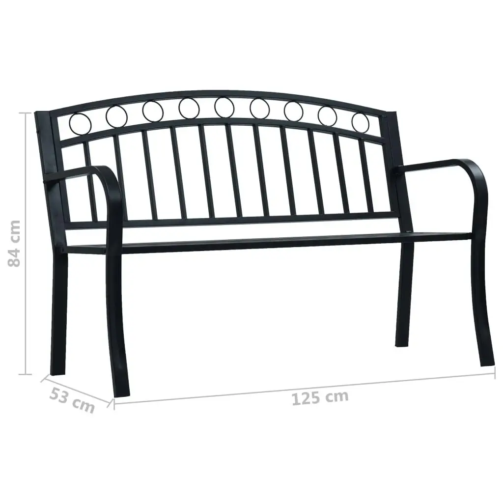 Garden Bench 125 cm Black Steel 47945