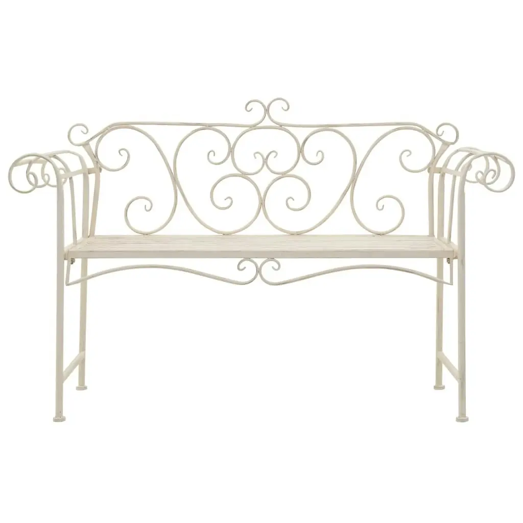 Garden Bench 132 cm Metal Antique White 45430