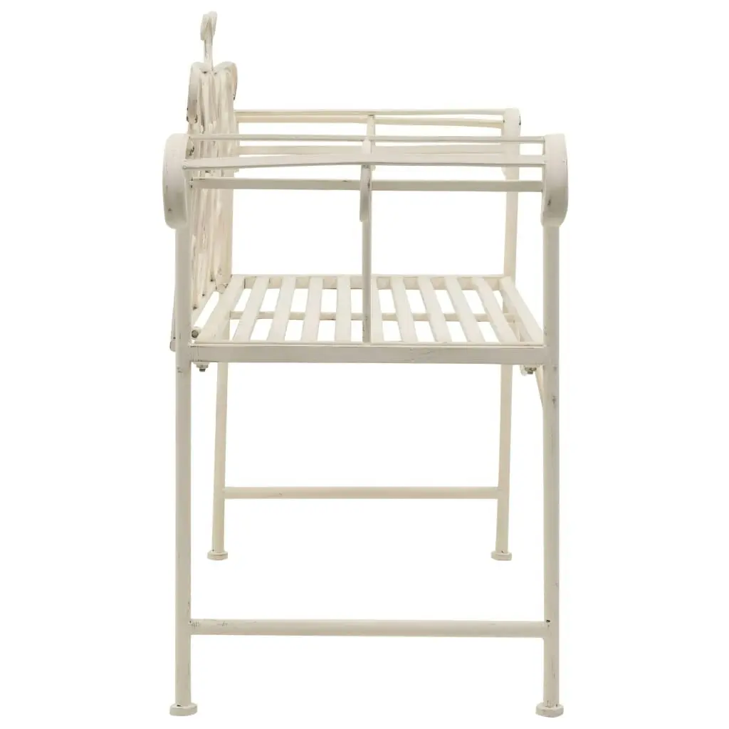 Garden Bench 132 cm Metal Antique White 45430