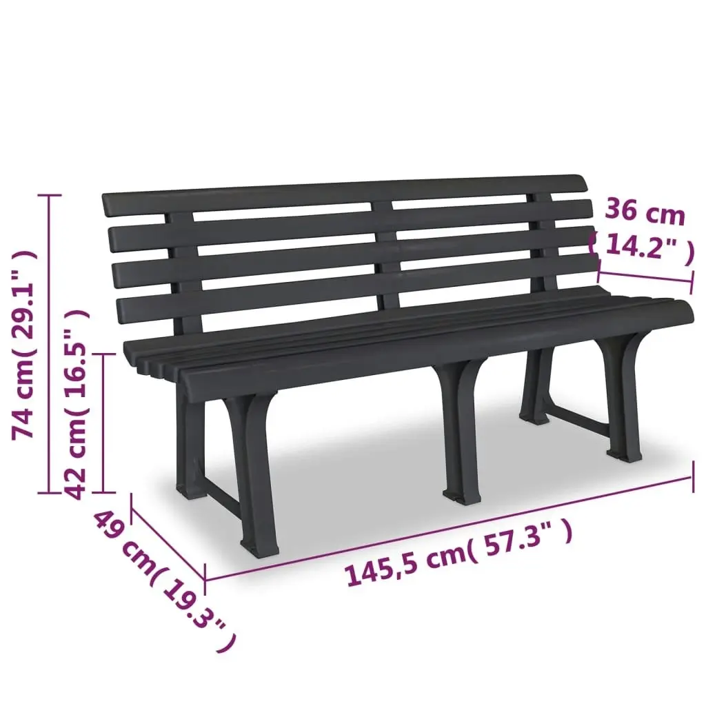 Garden Bench 145.5 cm Plastic Anthracite 43585