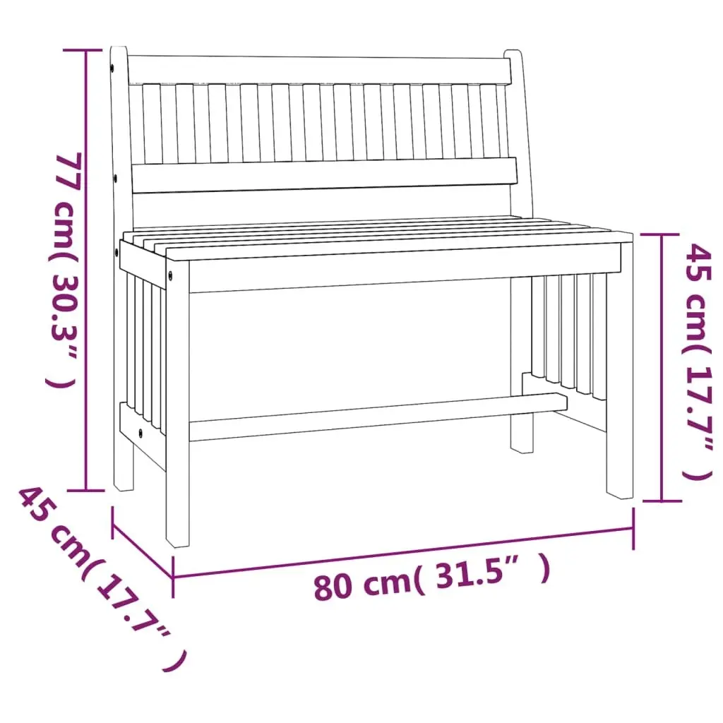 Garden Bench 80 cm Solid Wood Eucalyptus 363289