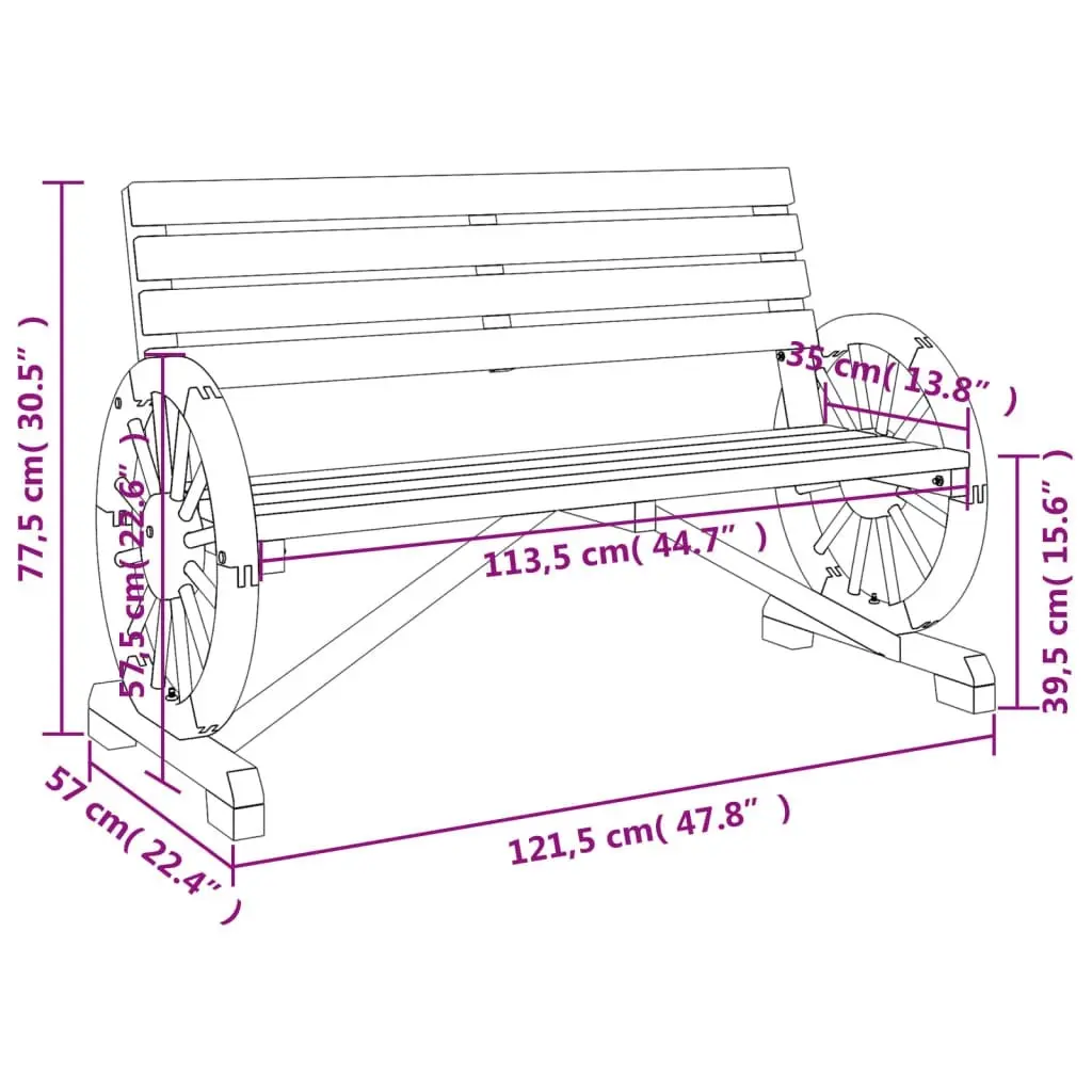 Garden Bench 2-Seater Solid Wood Fir 365103