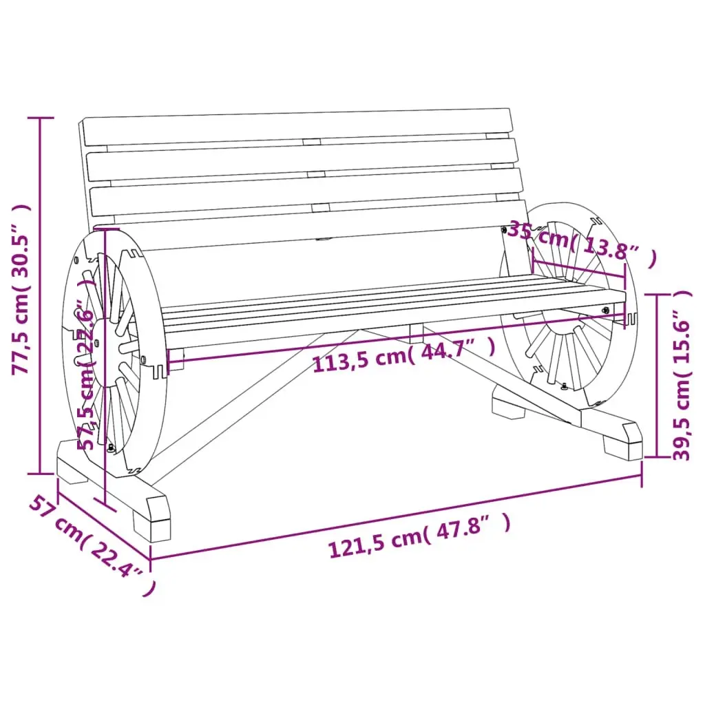 Garden Bench 2-Seater Solid Wood Fir 365104