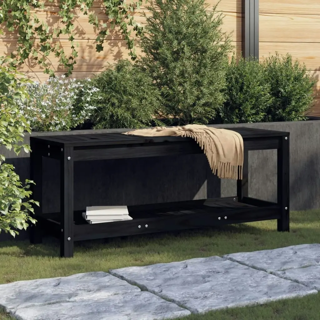 Garden Bench Black 108x35x45 cm Solid Wood Pine 832384