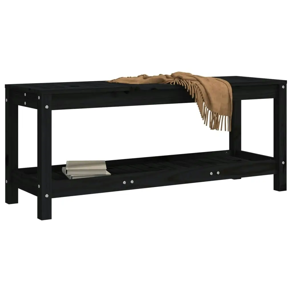 Garden Bench Black 108x35x45 cm Solid Wood Pine 832384