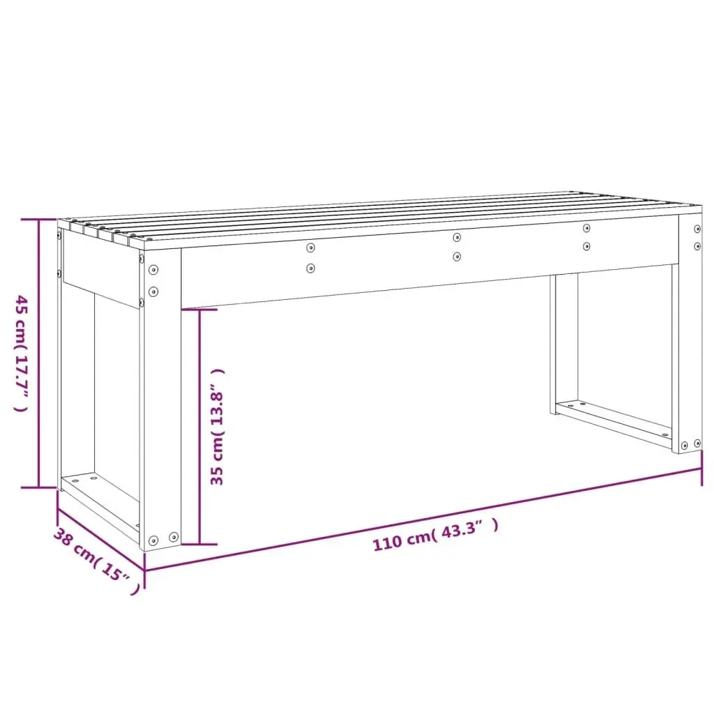 Garden Bench Black 110x38x45 cm Solid Wood Pine 825097