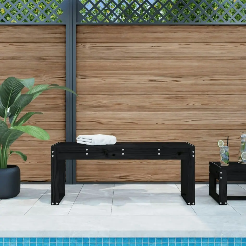 Garden Bench Black 110x38x45 cm Solid Wood Pine 825097