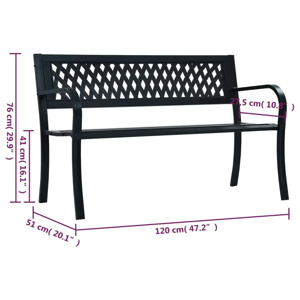 Garden Bench Black 120 cm Steel 319582