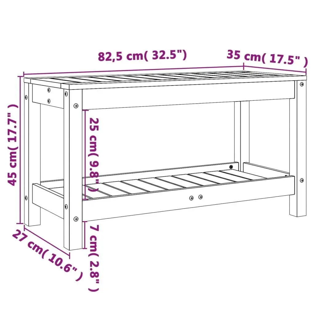 Garden Bench Black 82.5x35x45 cm Solid Wood Pine 832379