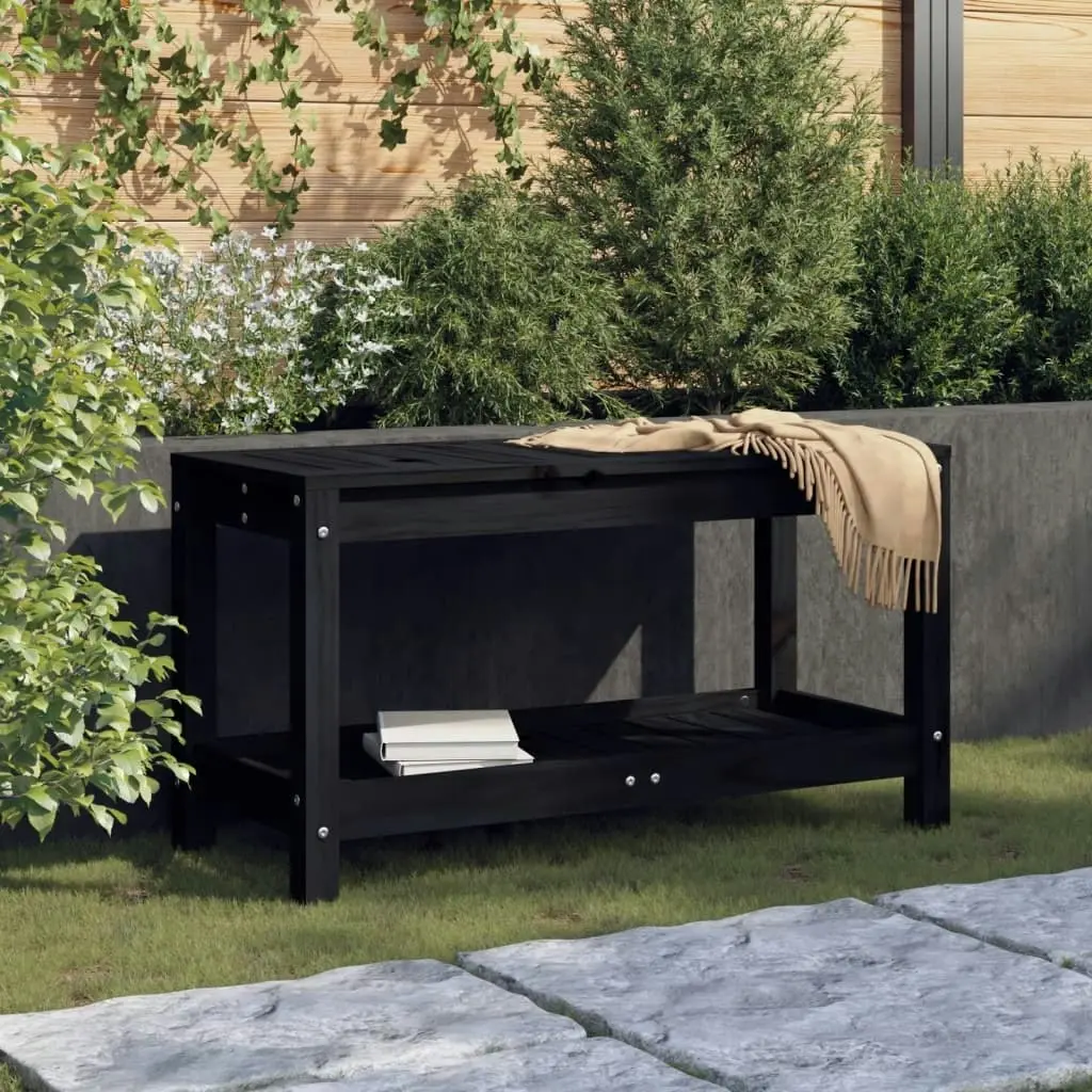 Garden Bench Black 82.5x35x45 cm Solid Wood Pine 832379