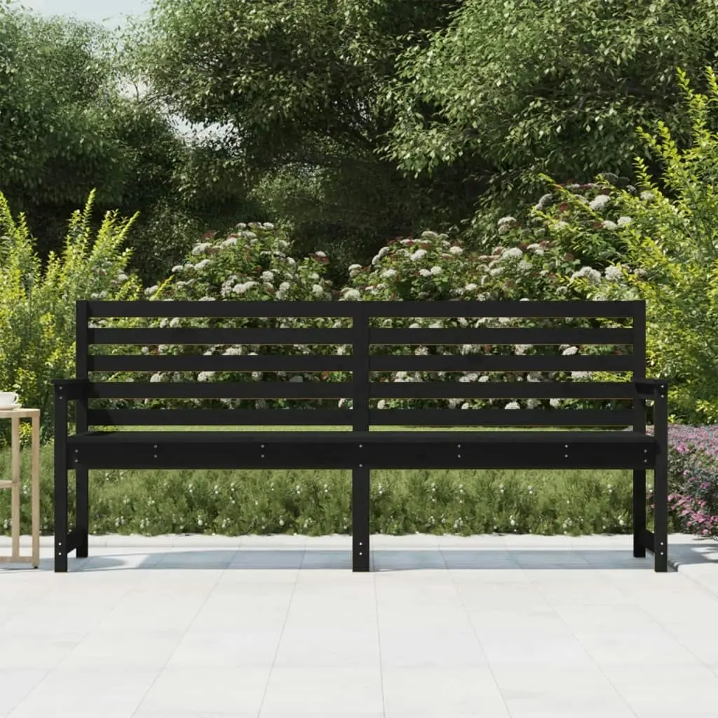 Garden Bench Black 203.5x48x91.5 cm Solid Wood Pine 824078