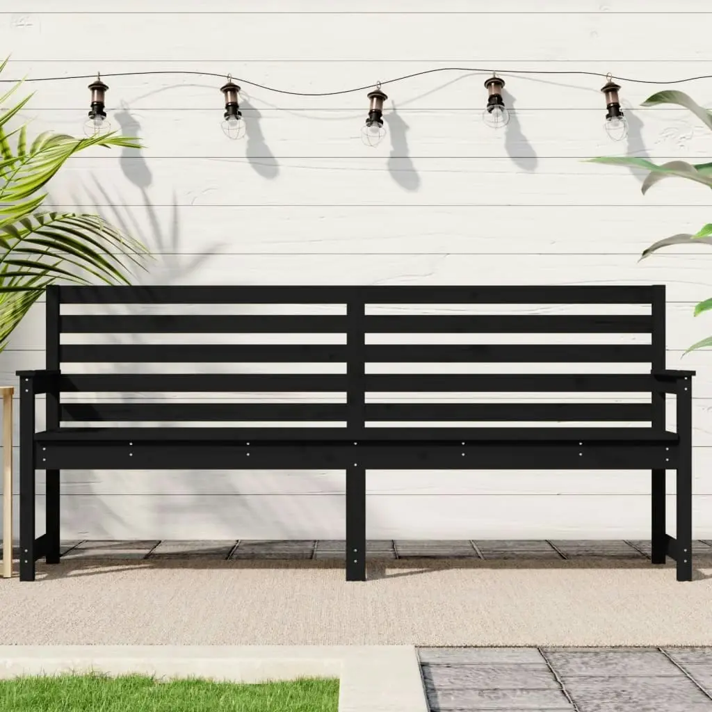 Garden Bench Black 203.5x48x91.5 cm Solid Wood Pine 824078