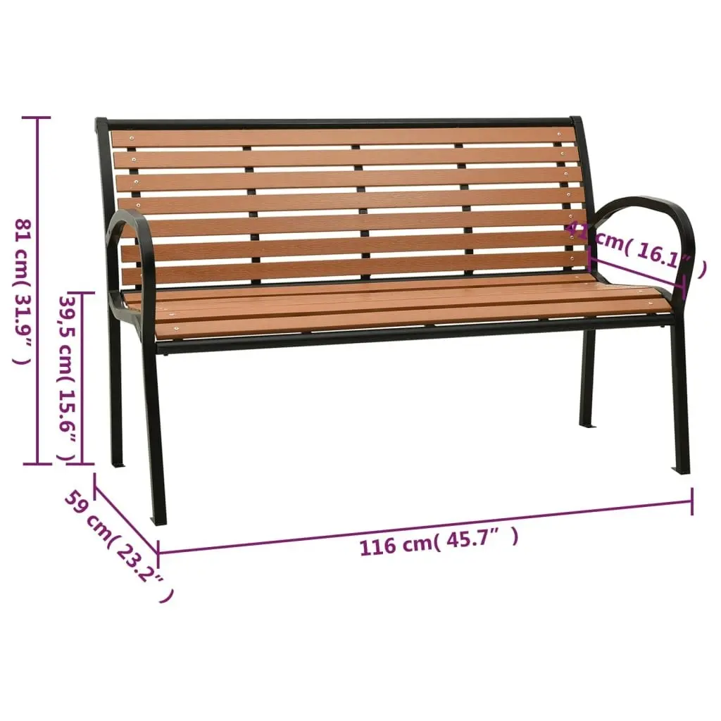 Garden Bench Black and Brown 116 cm Steel and WPC 319579