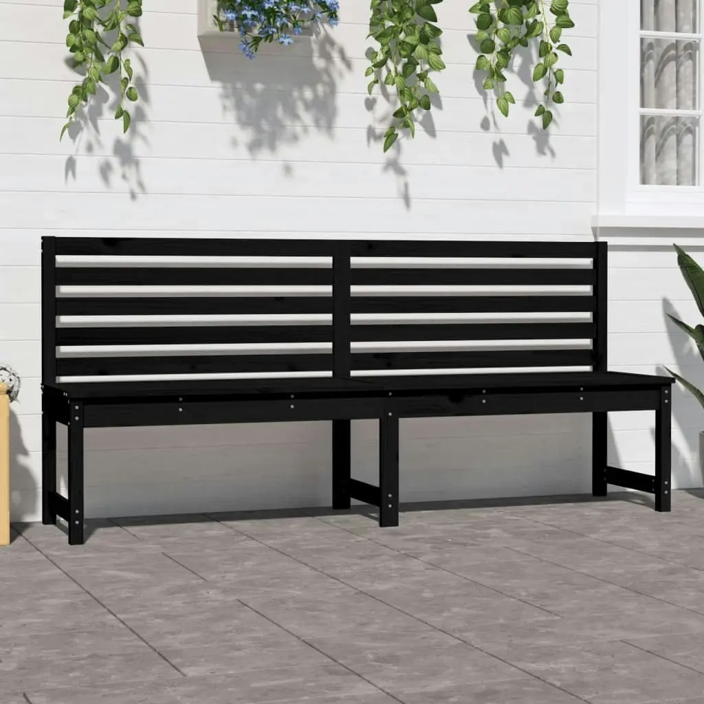 Garden Bench Black 201.5 cm Solid Wood Pine 824050