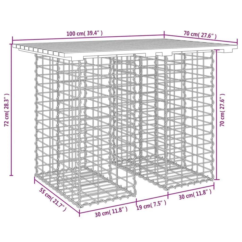 Garden Bench Gabion Design 100x70x72 cm Solid Wood Douglas 834363