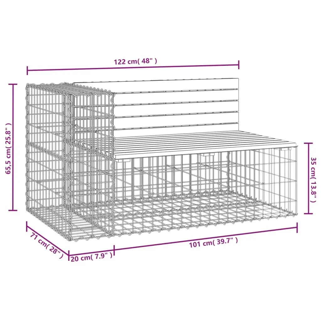 Garden Bench Gabion Design 122x71x65.5 cm Solid Wood Douglas 834384