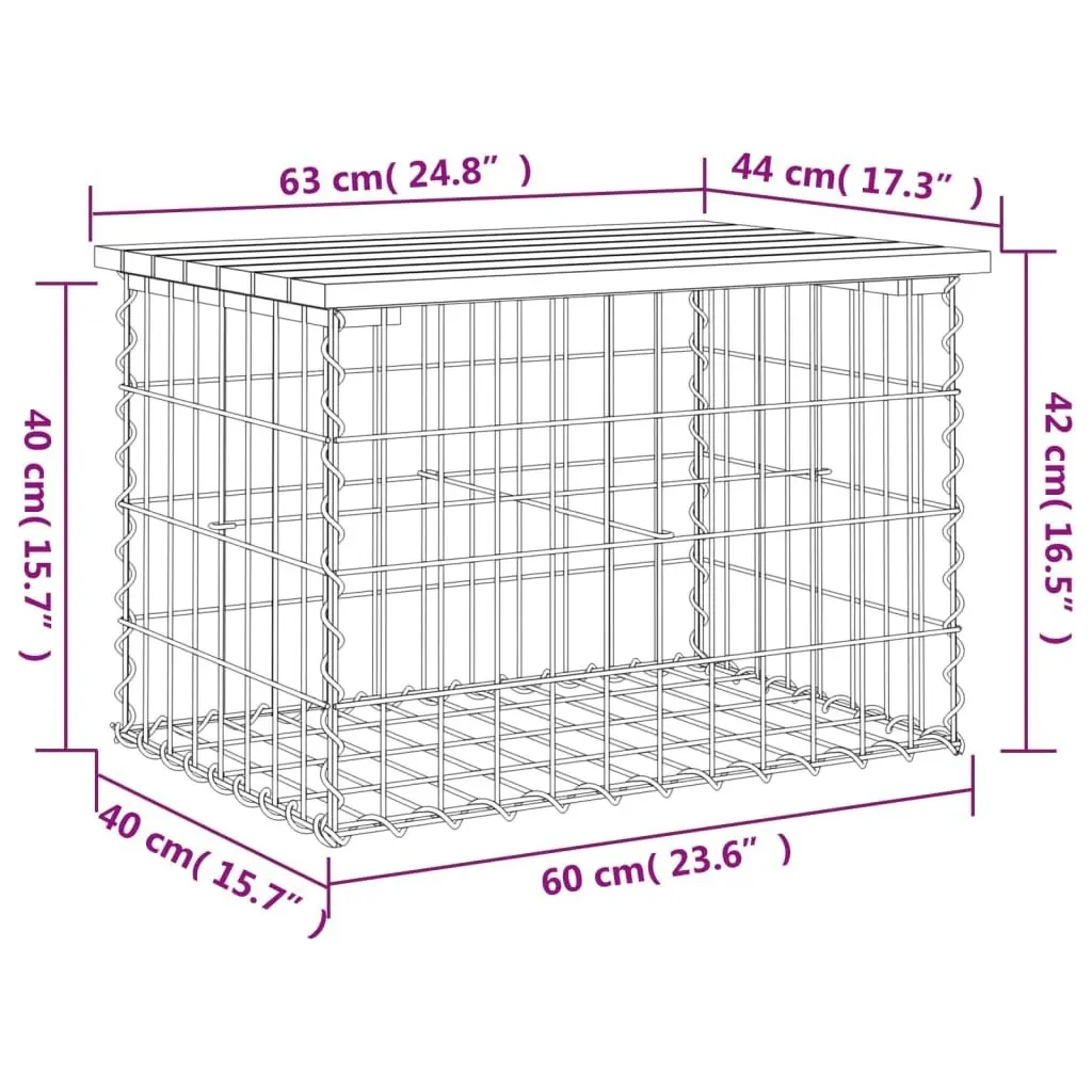 Garden Bench Gabion Design 63x44x42 cm Solid Wood Pine 834353