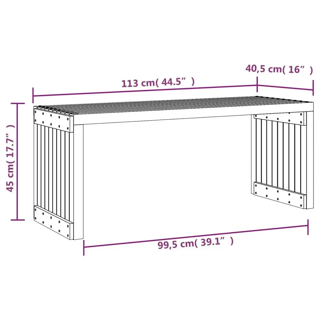 Garden Bench Extendable Black 212.5x40.5x45 cm Solid Wood Pine 832527